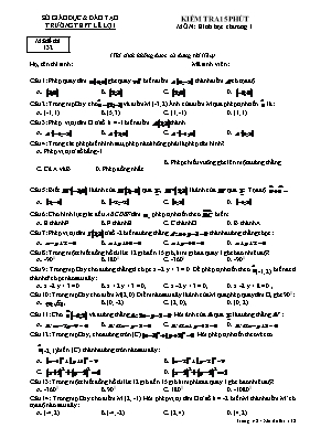 Kiểm tra 15 phút môn Hình học - Chương 1